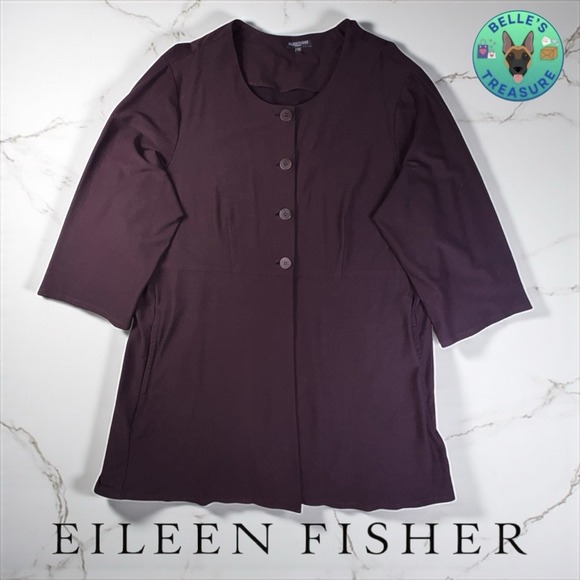 Eileen Fisher Sweaters - Eileen Fisher Cardigan Womens 1X Button Front Brown Slinky Liquid Knit Lagenlook